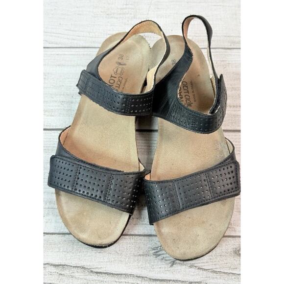 NAOT Women’s Vivian Wedge Sandal Jet Black Adjustable Buckle Size EU 38 - Picture 6 of 7